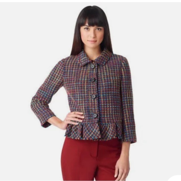KATE SPADE Jackets & Blazers - KATE SPADE NY Dayna tweet pleated hem multi colored blazer sz 4